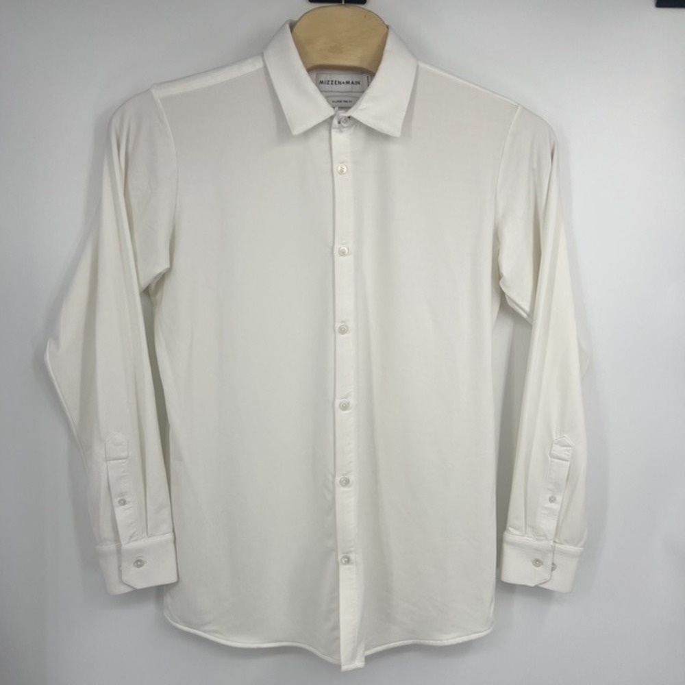 Mizzen+Main Men's XL Trim Fit White Stretch Performance Long Sleeve Button Shirt
